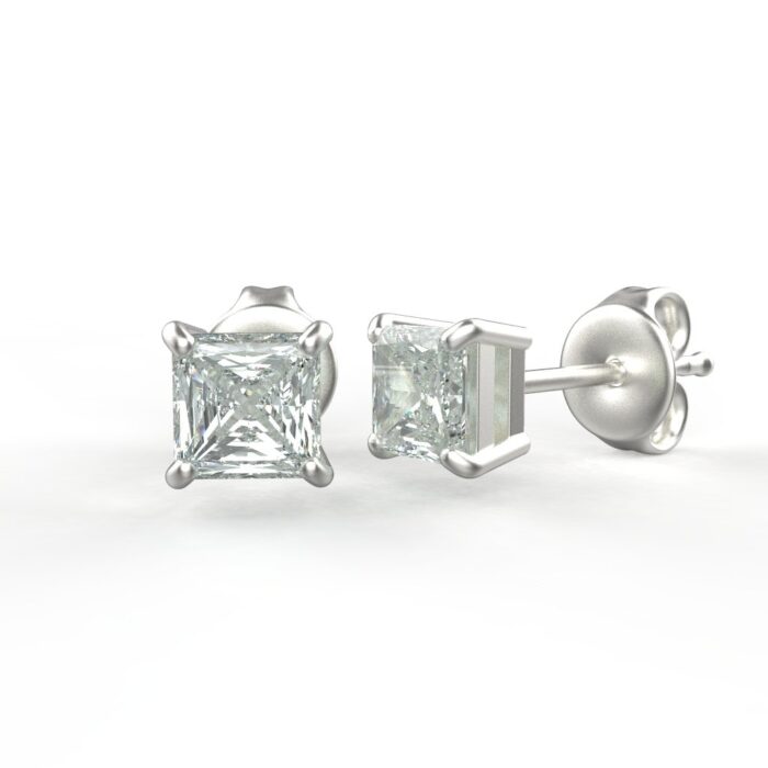 Avarta Jewellery Sterling Silver Princess Cut 0.50 Carat Each Solitaire Studs For Kids