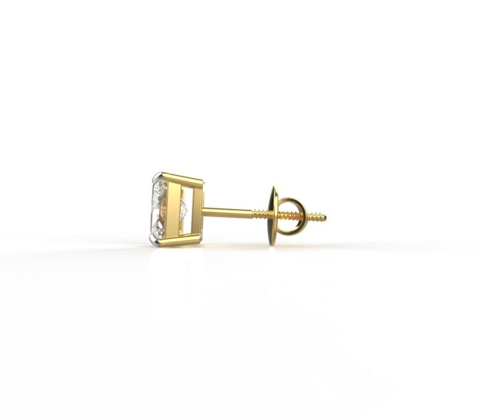Avarta Jewellery 18k Gold 1 Carat Moissanite Princess Cut Stud Earrings - Single Pcs - Image 2