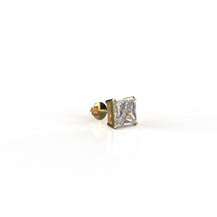 Avarta Jewellery 92.5 Sterling Silver 2 Carat Princess Cut Solitaire Unisex Stud Earring - Single Pcs