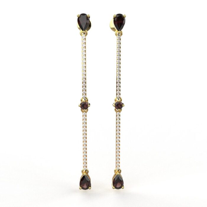 Avarta Enchanting 18K Gold Ruby Diamond Long Earrings - Image 5