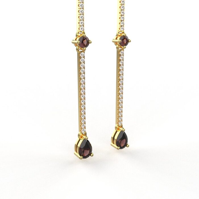 Avarta Enchanting 18K Gold Ruby Diamond Long Earrings - Image 2
