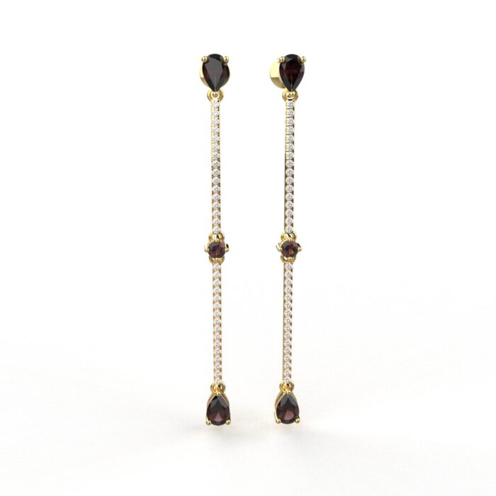 Avarta Enchanting 18K Gold Ruby Diamond Long Earrings