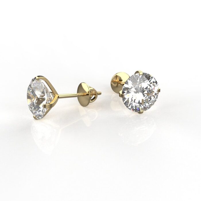 Avarta 18k Gold 3.80 Carat Each Solitaire Studs Earring For Girls & Women