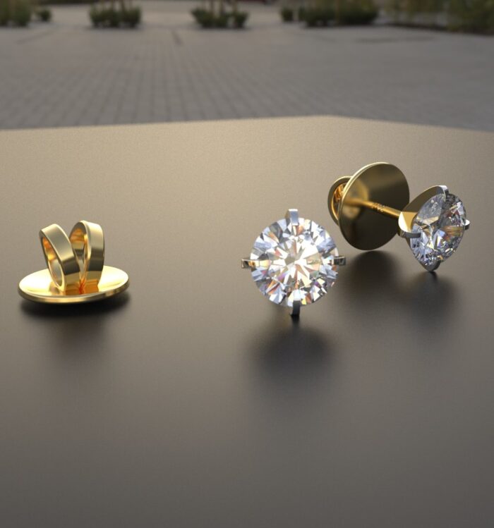 Avarta 18k Gold 10 Cents Solitaire Stud Earrings - Image 4