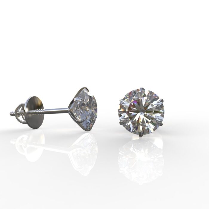 Avarta Jewellery Sterling Silver 1 Carat Moissanite Solitaire Stud Earrings
