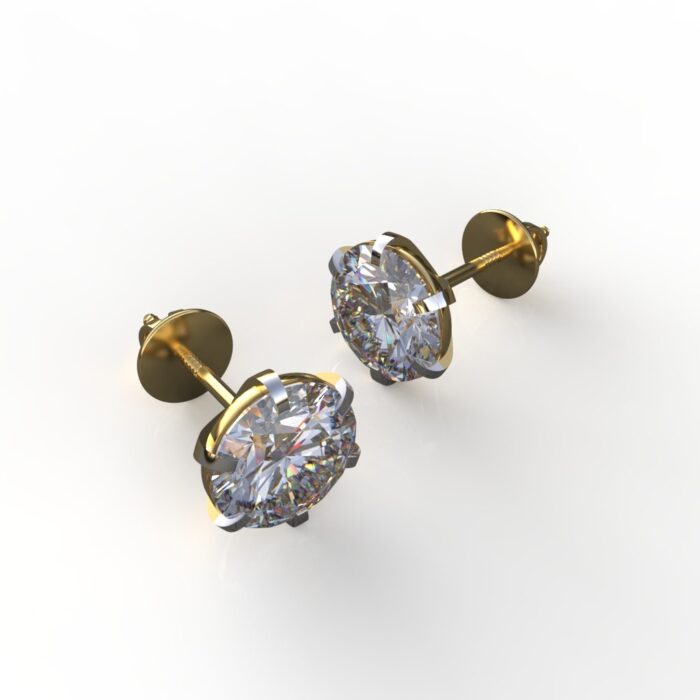 Avarta Jewellery 18k Gold 8.50 Carat Each Moissanite Solitaire Stud Earrings - Image 2