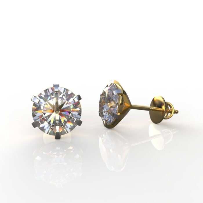Avarta Jewellery 18k Gold 8.50 Carat Each Moissanite Solitaire Stud Earrings