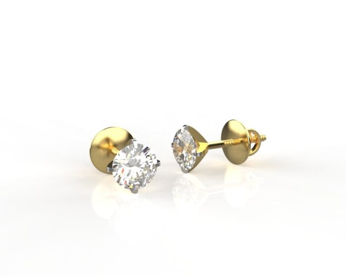 Avarta Jewellery 92.5 Sterling Silver 10 Cents Solitaire Unisex Stud Earrings With Gold Polish and Screw Back - Image 4