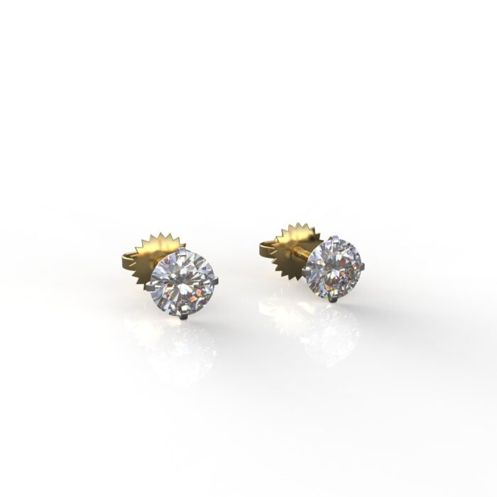 Avarta Jewellery 14k Gold 25 Cents Each Moissanite Solitaire Stud Earring - Image 3