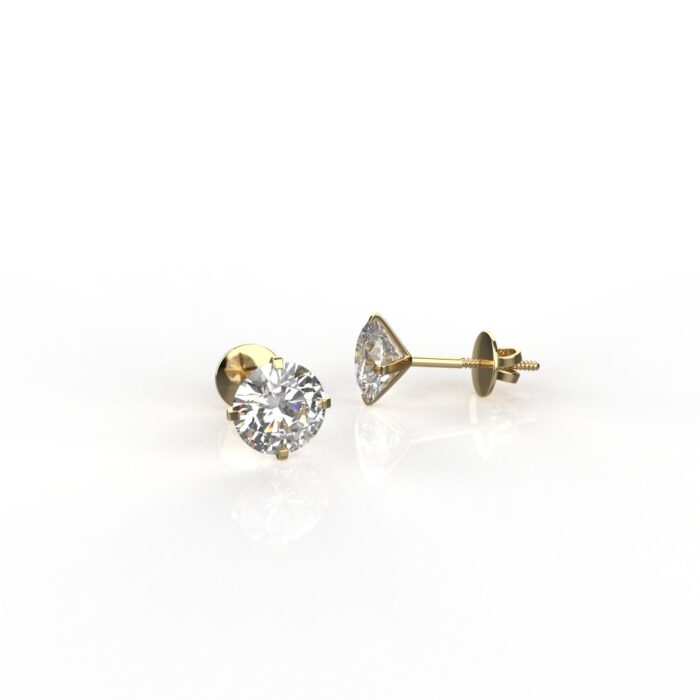 Avarta Jewellery Sterling Silver 0.50 Carat Solitaire Stud Earrings With Gold Polish for Girls & Women
