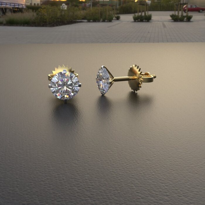 Avarta Jewellery 14k Gold 1 Carat Unisex Solitaire Studs - Image 5
