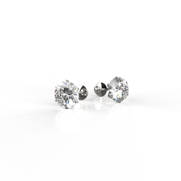 Avarta Jewellery Sterling Silver 1 Carat Each Unisex Solitaires Stud Earrings