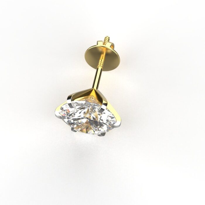 Avarta Jewellery 18k Gold 2 Carat Moissanite Solitaire Stud Earrings - Single Pcs - Image 2
