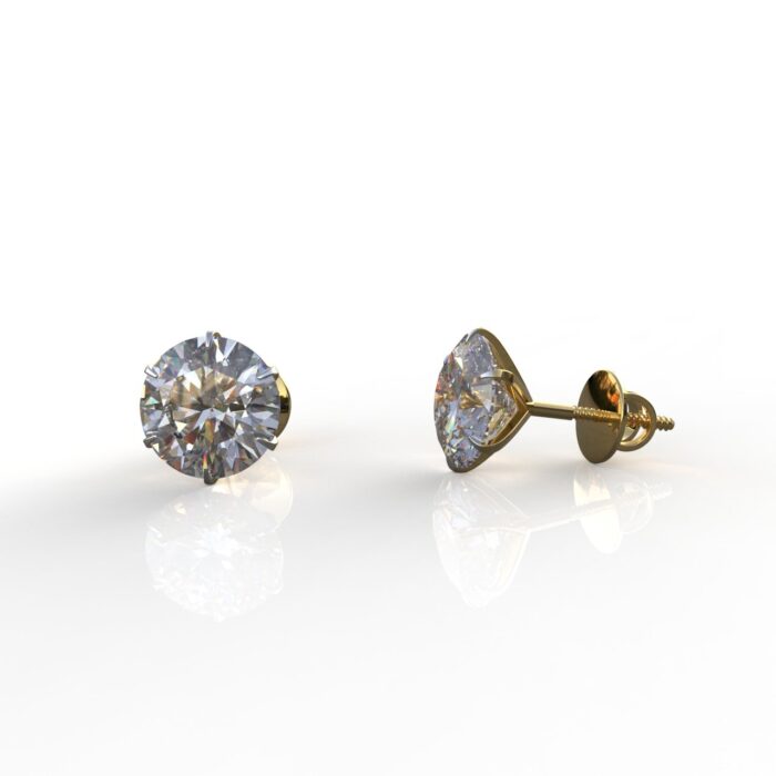 Avarta Jewellery 18k Gold 2 Carat Each Moissanite Solitaire Stud Earrings