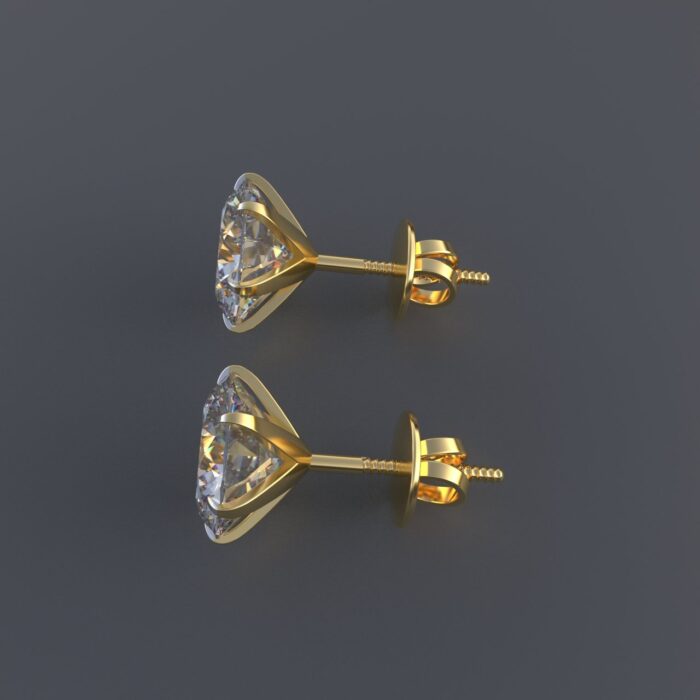 Avarta Jewellery 18k Gold 2 Carat Each Moissanite Solitaire Stud Earrings - Image 5