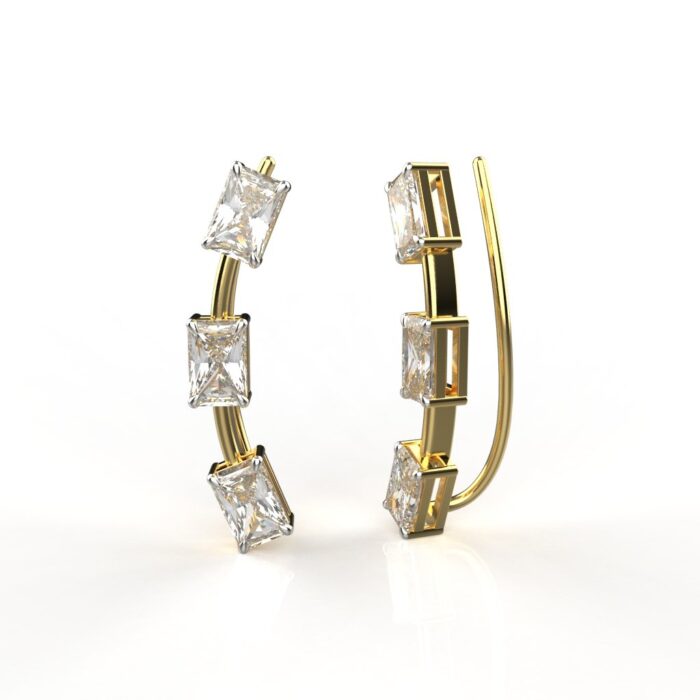 Avarta Jewellery 18k Gold Baguette Cuff Earrings