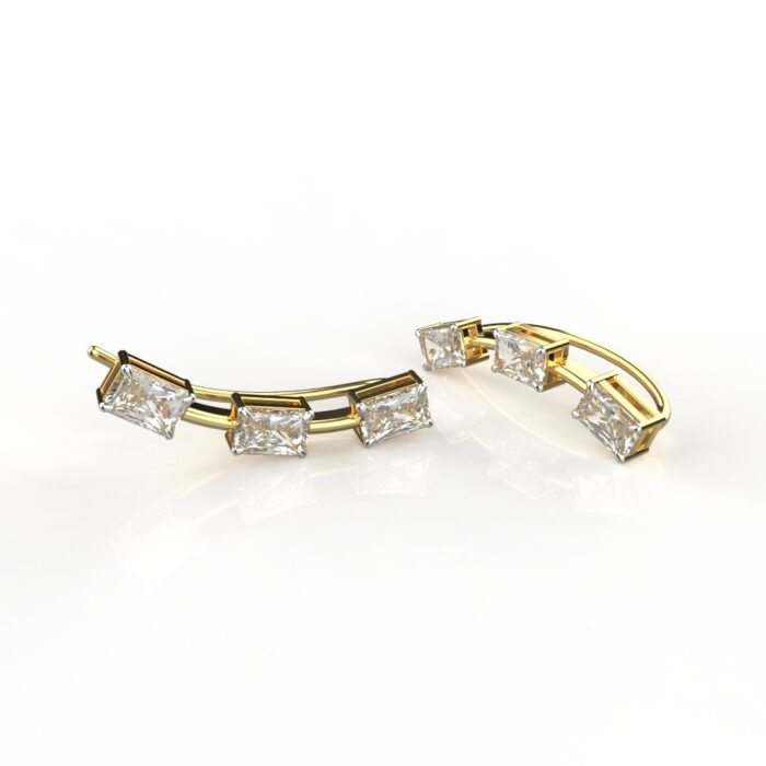 Avarta Jewellery 18k Gold Baguette Cuff Earrings - Image 3