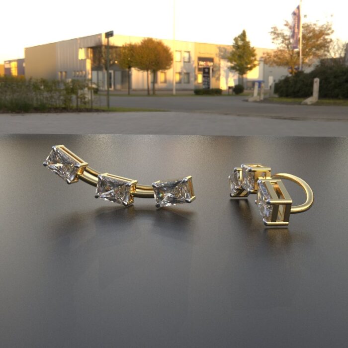 Avarta Jewellery 18k Gold Baguette Cuff Earrings - Image 6