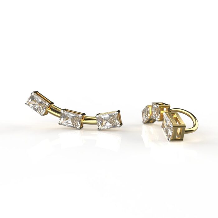 Avarta Jewellery 18k Gold Baguette Cuff Earrings - Image 7