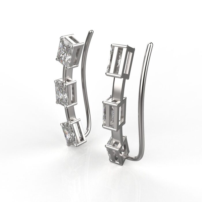 Avarta Jewellery Sterling Silver Cuff Earrings With Emerald Cut Stone - Image 3