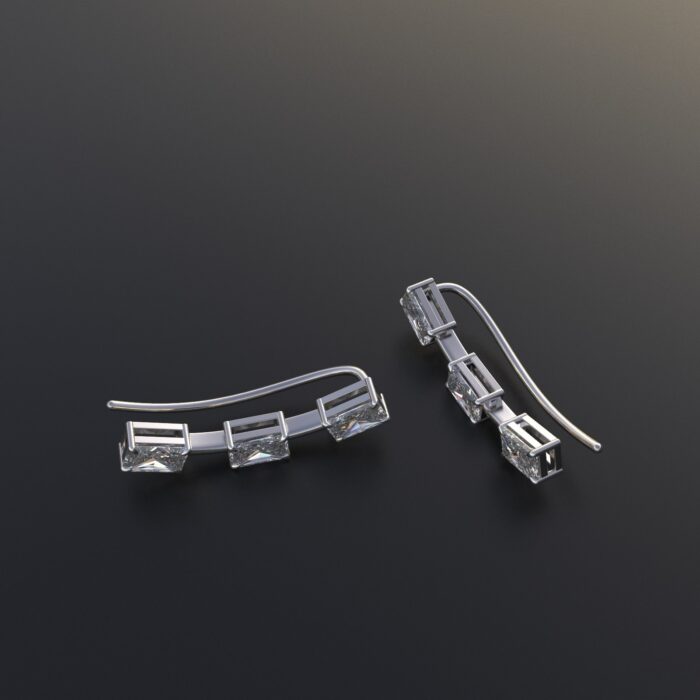 Avarta Jewellery Sterling Silver Cuff Earrings With Emerald Cut Stone - Image 5
