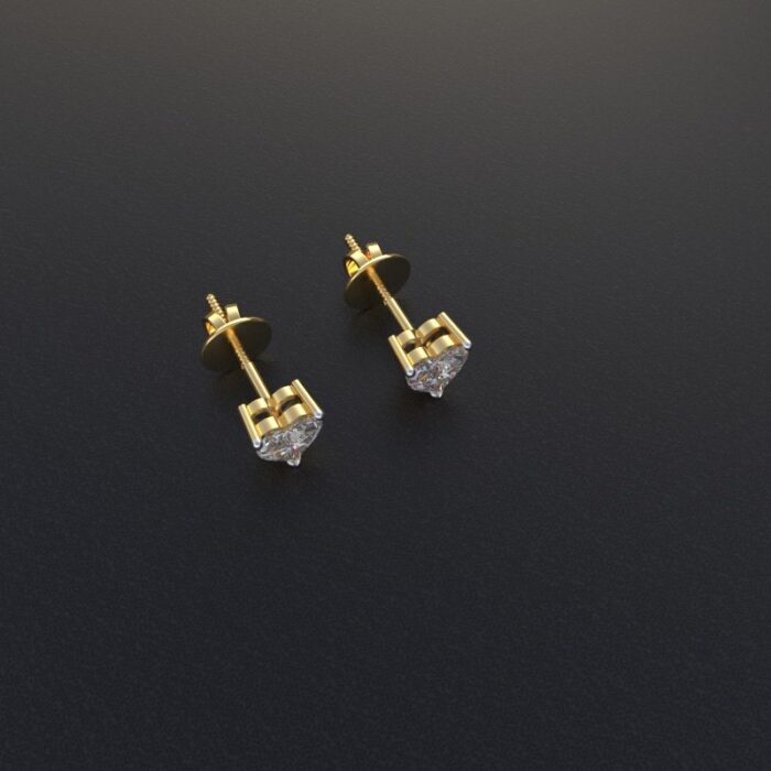 Avarta 18K Gold 40 Cents Each Heart Solitaire Stud Earrings - Image 3