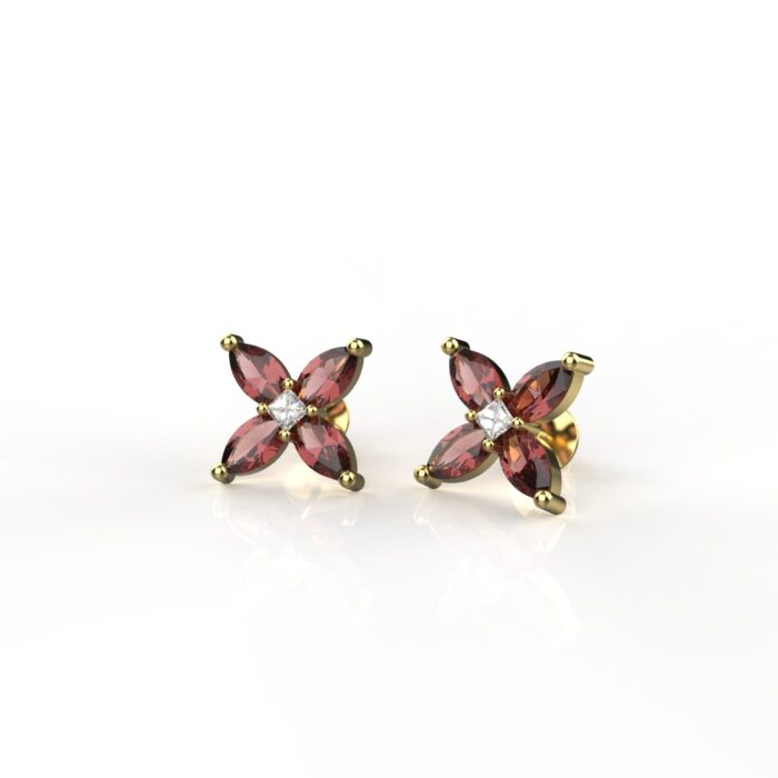 18k Gold Ruby Moissanite Stud Earrings - Image 4
