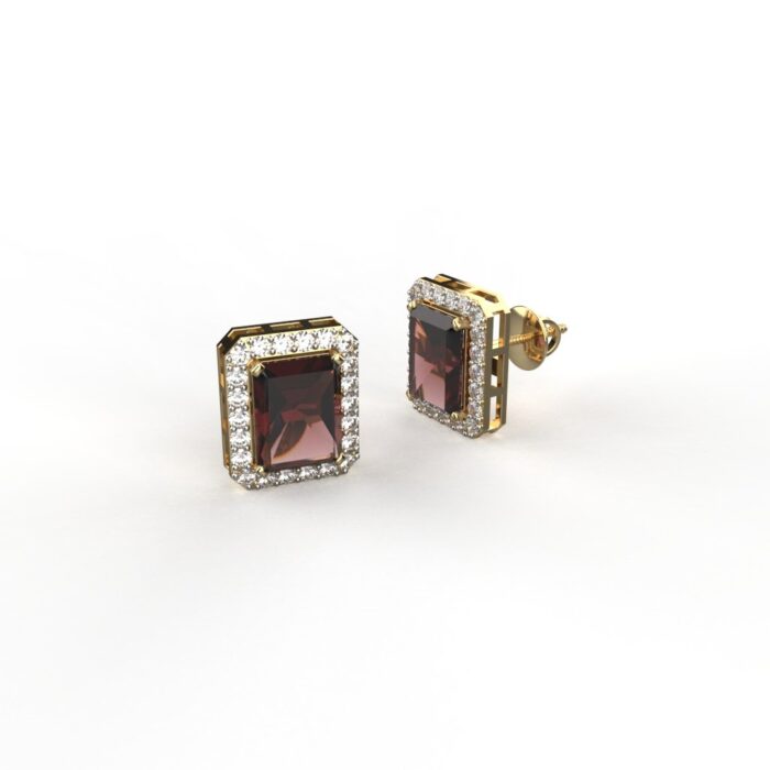 Avarta Jewellery 18k Gold 2.70 Carat Each Natural Ruby & Moissanite Studs - Image 2