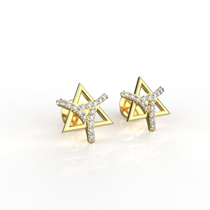 Avarta Jewellery 18K Gold & Certified Diamond Trinity Studs Earrings