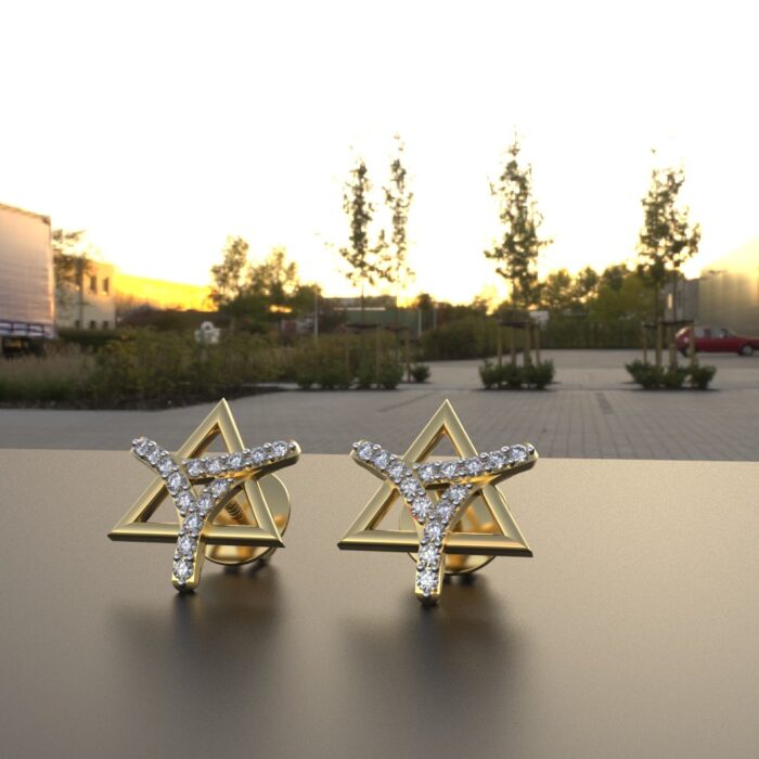 Avarta Jewellery 18K Gold & Certified Diamond Trinity Studs Earrings - Image 3