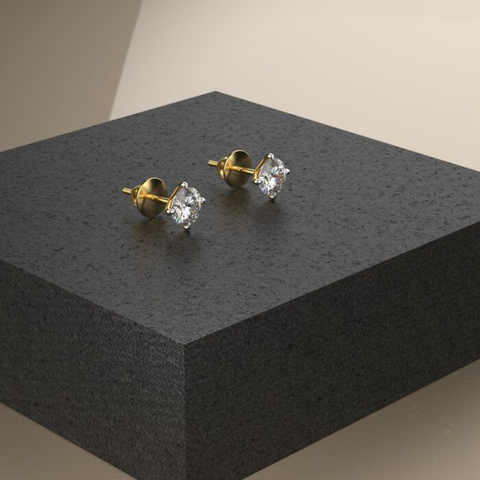 Avarta 18k Gold 50 Cents Each Moissanite Solitaire Unisex Stud Earrings - Image 6