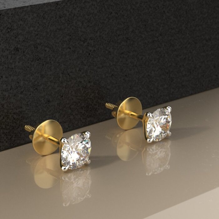 Avarta 18k Gold 50 Cents Each Moissanite Solitaire Unisex Stud Earrings - Image 5