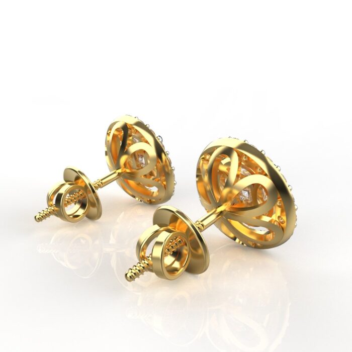 Avarta 18k Gold Marquise Halo Stud Earrings - Image 3