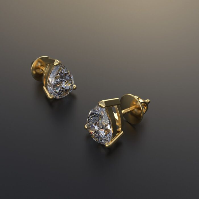 Avarta 18k Gold 1.25 Carat Each Pear Moissanite Solitaire Stud Earrings - Image 5