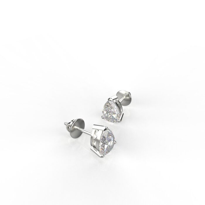 Avarta Sterling Silver 1.25 Carat Each Pear Solitaire Stud Earrings With White Gold Polish - Image 3