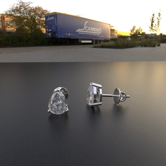 Avarta Sterling Silver 1.25 Carat Each Pear Solitaire Stud Earrings With White Gold Polish - Image 4