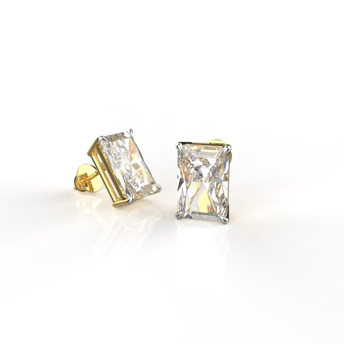 Avarta Jewellery 18K Gold 5 Carat Each Radiant Cut Solitaire Earrings
