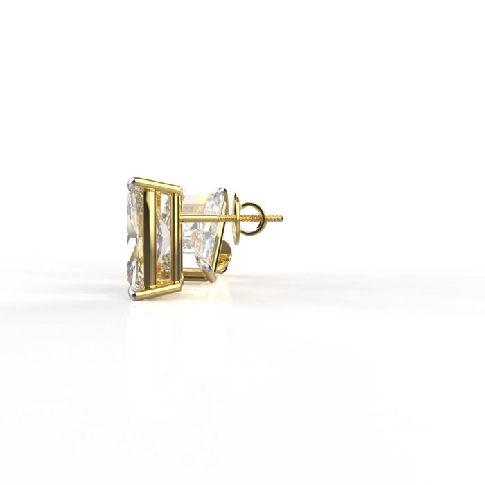 Avarta Jewellery 18K Gold 5 Carat Each Radiant Cut Solitaire Earrings - Image 3