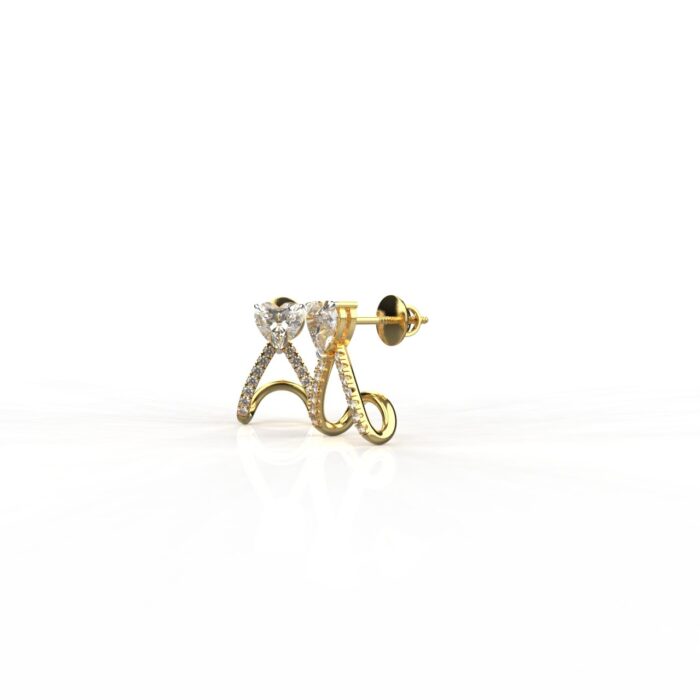18k Gold 0.75 Carat Each Moissanite Heart Hoop Earrings - Image 4
