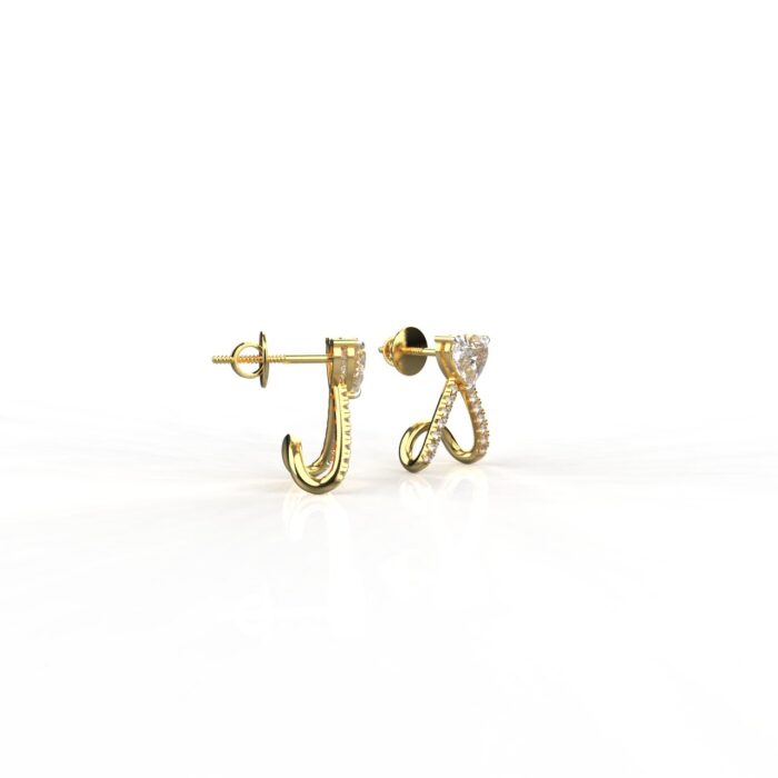 18k Gold 0.75 Carat Each Moissanite Heart Hoop Earrings - Image 3