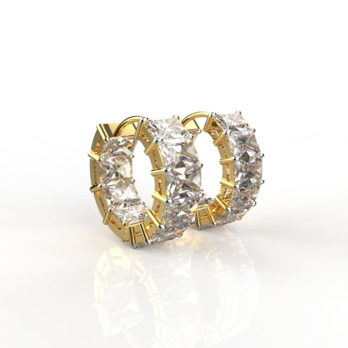 Avarta Jewellery 18K Gold 6 Carat Radiant Cut Moissanite Bali Earrings
