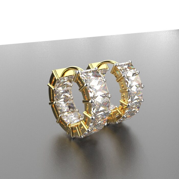 Avarta Jewellery 18K Gold 6 Carat Radiant Cut Moissanite Bali Earrings - Image 4