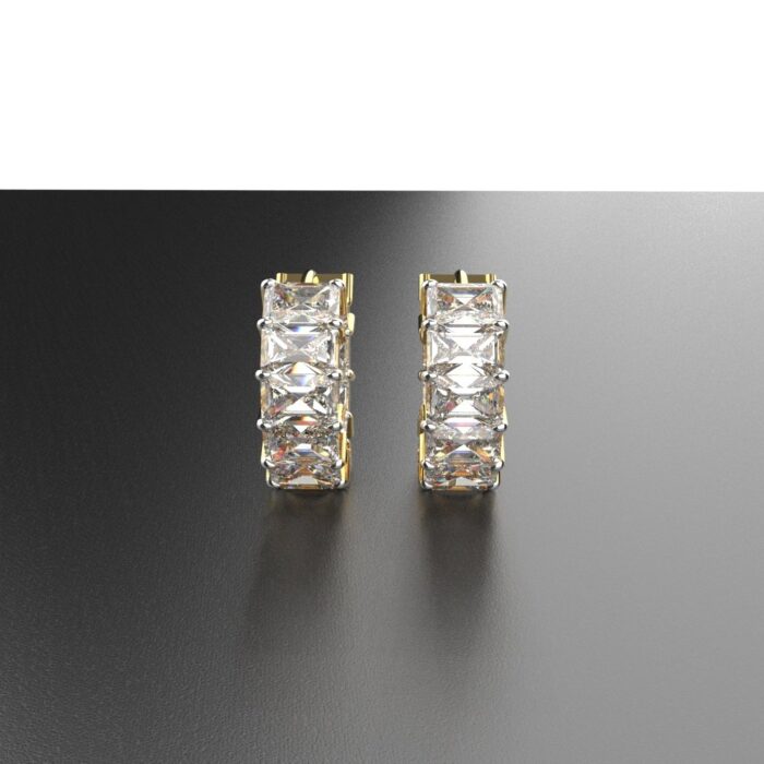 Avarta Jewellery 18K Gold 6 Carat Radiant Cut Moissanite Bali Earrings - Image 5