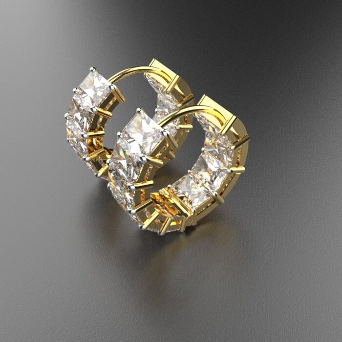 Avarta Jewellery 18K Gold 6 Carat Radiant Cut Moissanite Bali Earrings - Image 2