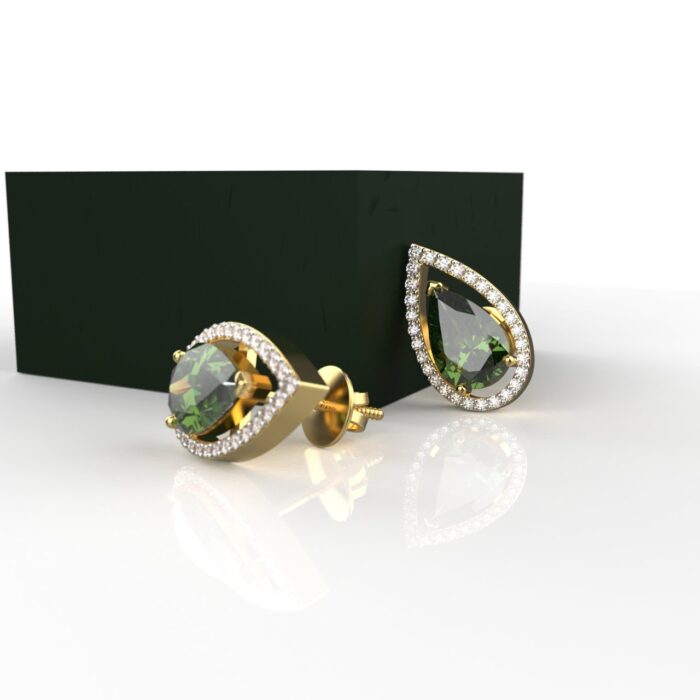 18k Gold 1.30 Carat Each Moissanite Emerald Studs Earring - Image 3