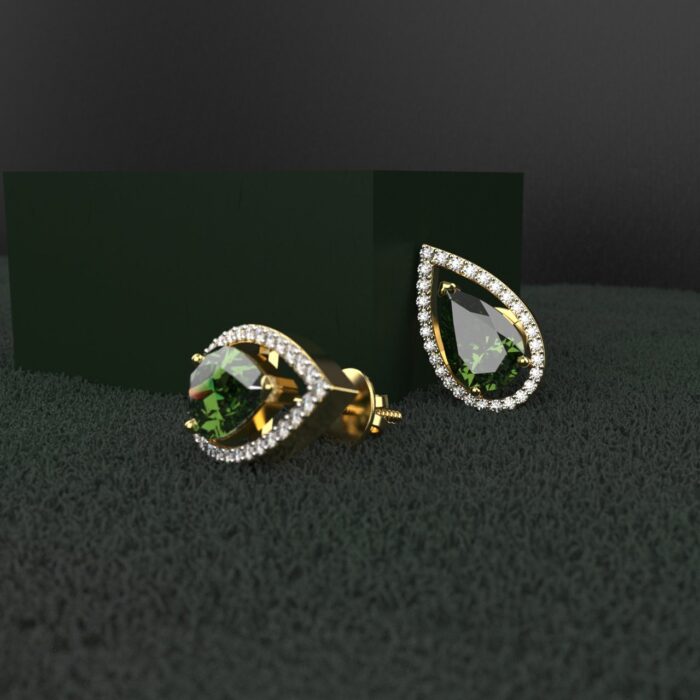 18k Gold 1.30 Carat Each Moissanite Emerald Studs Earring - Image 2
