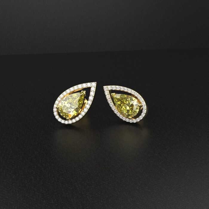 18k Gold 1.30 Carat Each Yellow Moissanite Studs Earring - Image 5