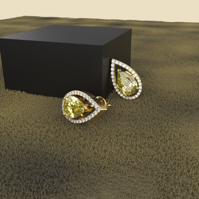 18k Gold 1.30 Carat Each Yellow Moissanite Studs Earring - Image 2