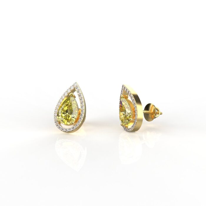 18k Gold 1.30 Carat Each Yellow Moissanite Studs Earring