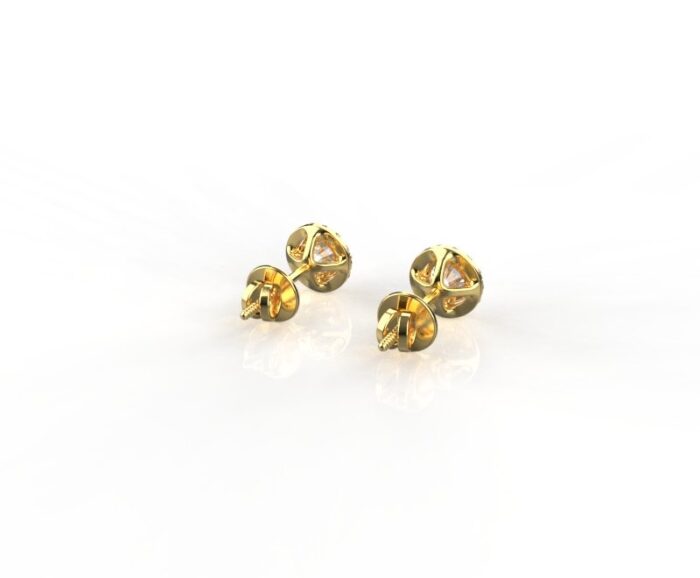 Avarta 18k Gold 50 Cents Each Lab Grown Diamond Halo Solitaire Stud Earrings - Image 3